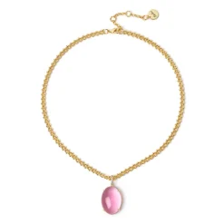 Girocollo catena e cabochon pendente Blossom - Fucsia