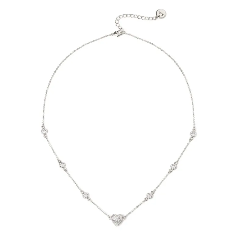 Girocollo catena e cuore Petit Pavè - Bianco