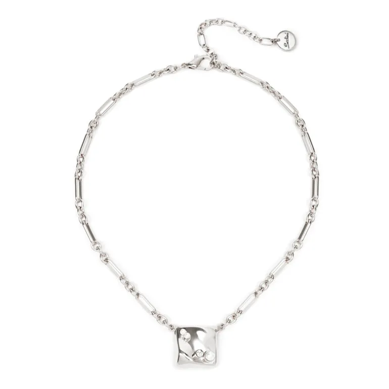 Girocollo con charm quadrato Amaranta - Argento