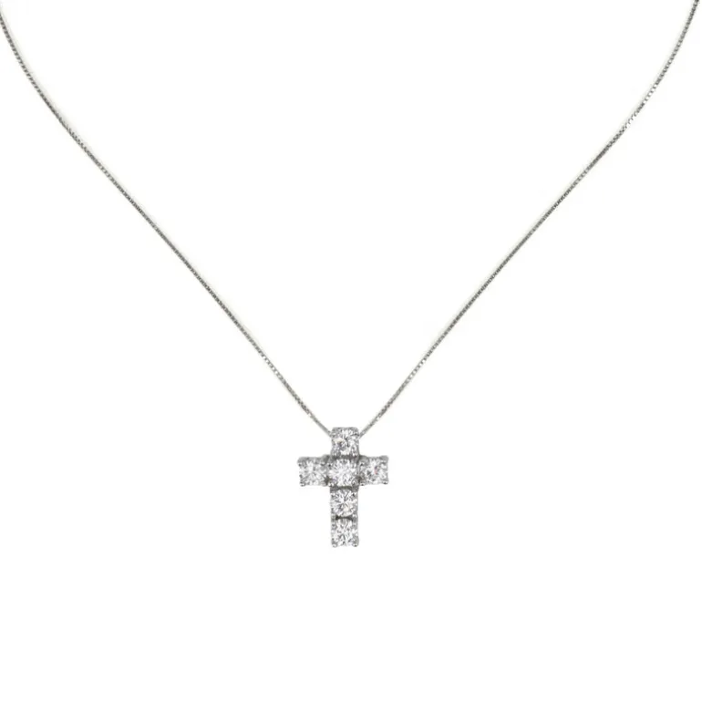 Girocollo con pendente a croce Pearl - Bianco