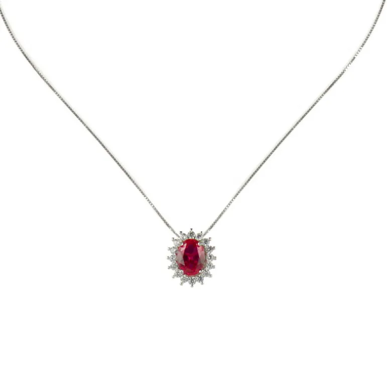 Girocollo con pendente ovale Pearl - Rosso