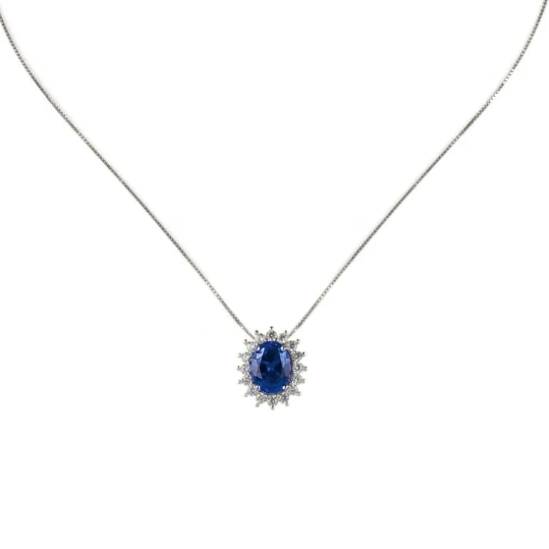 Girocollo con pendente ovale Pearl - Blu