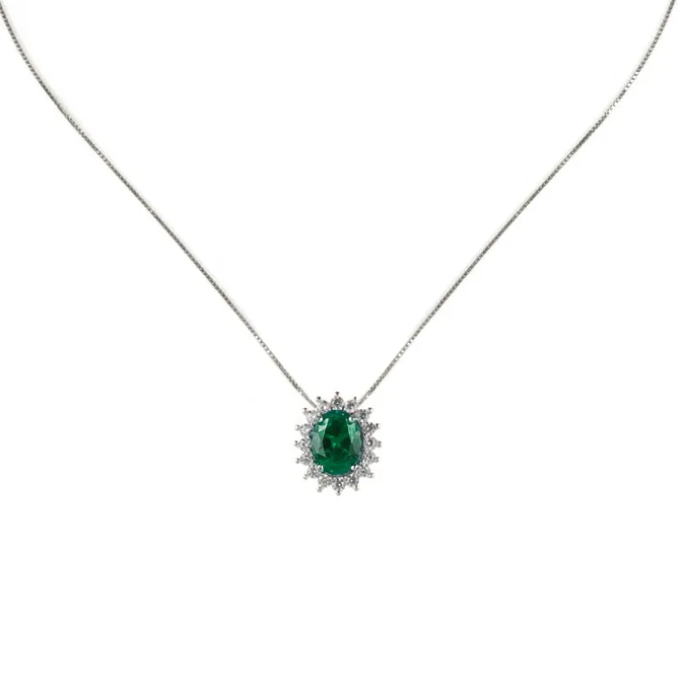 Girocollo con pendente ovale Pearl - Verde