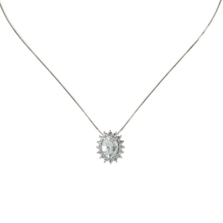 Girocollo con pendente ovale Pearl - Bianco