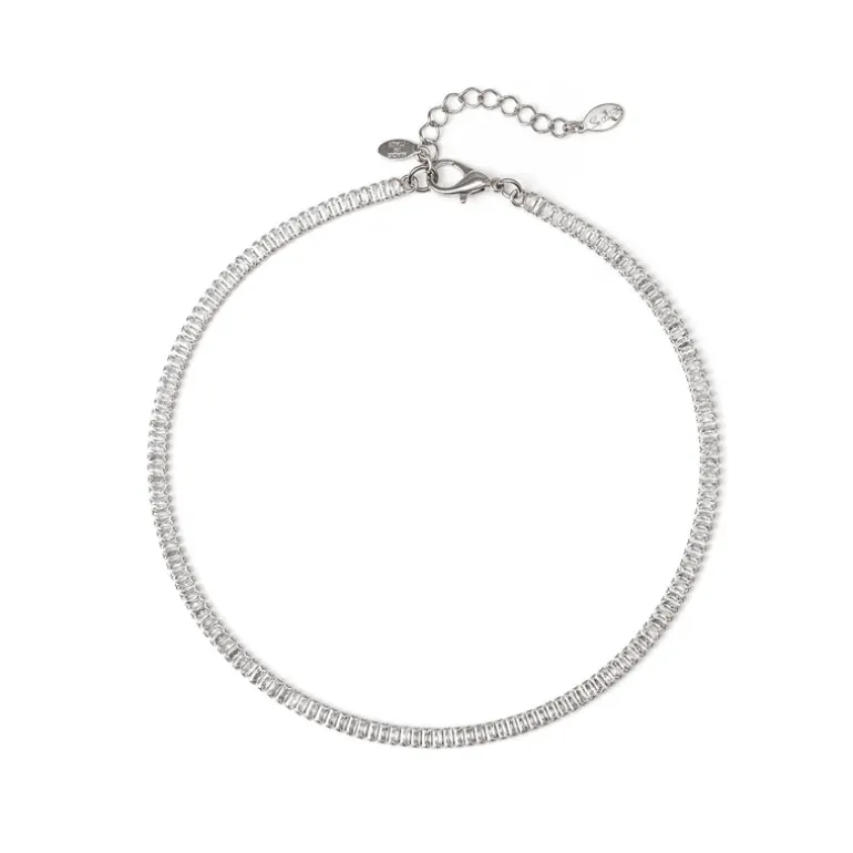 Girocollo di zirconi baguette Diana - Bianco