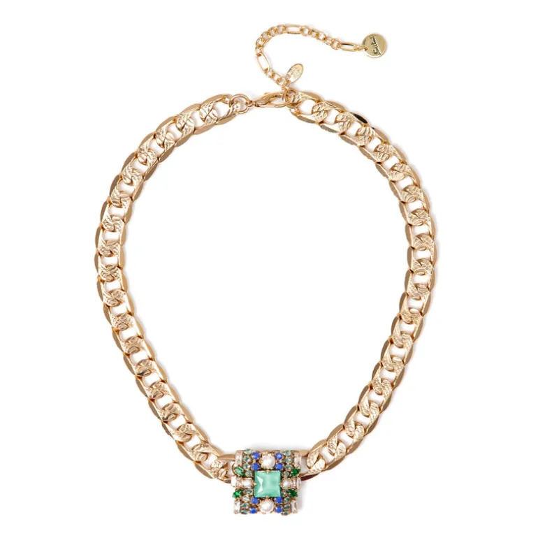 Girocollo groumette e charm quadrato Sirens - Blu