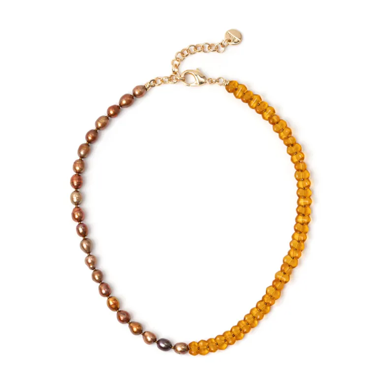 Girocollo Jane con Perle Naturali - Arancio