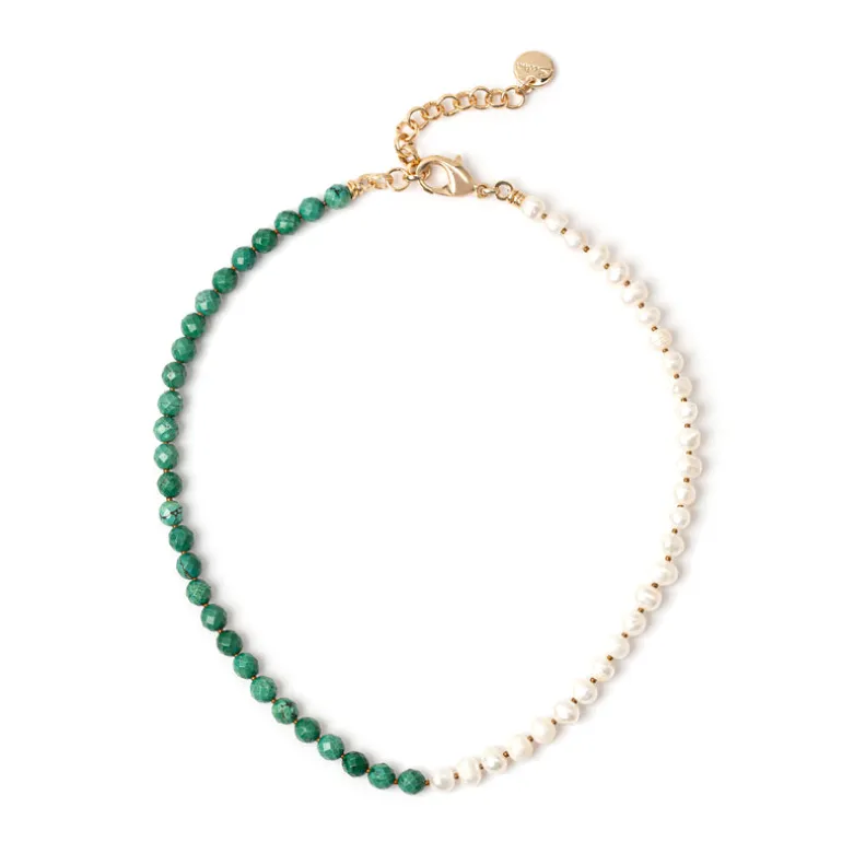 Girocollo Jane con Turchese e Perle di Fiume - Verde