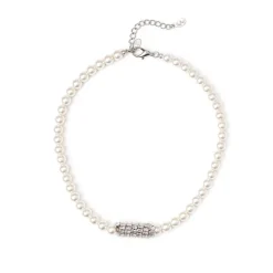 Girocollo perle e charm Diana - Bianco