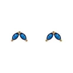 Mini orecchini a due navette Rania - Blu
