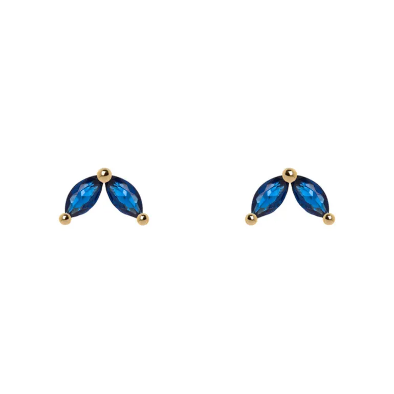 Mini orecchini a due navette Rania - Blu