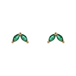 Mini orecchini a due navette Rania - Verde