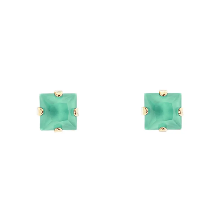 Mini orecchini con cristallo quadrato Sirens - Turchese