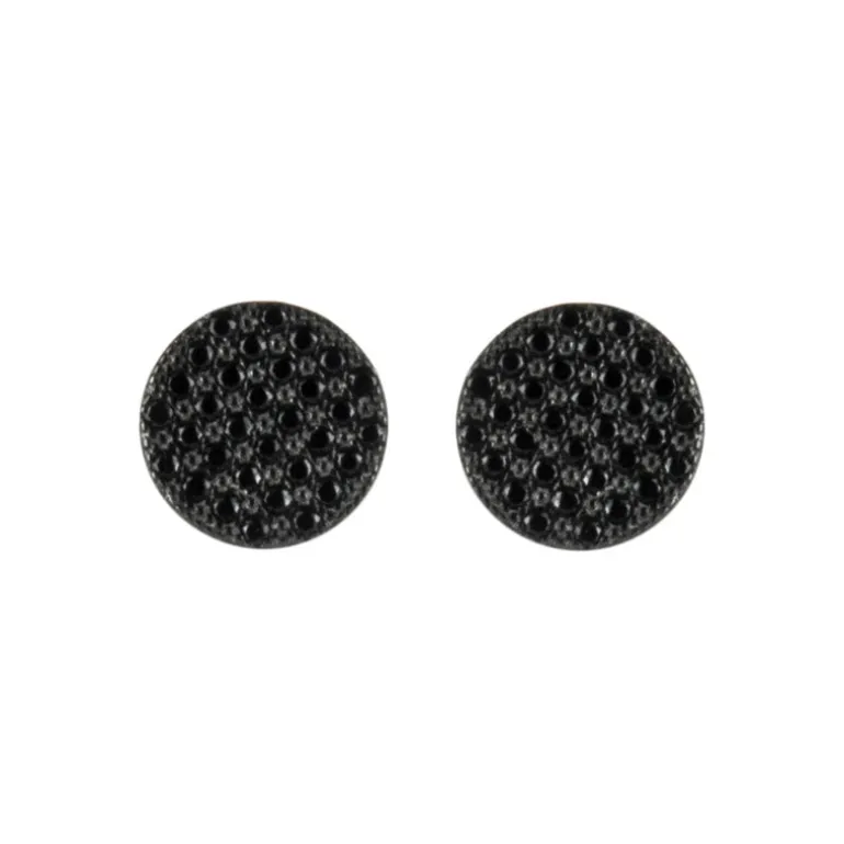 Orecchini a bottone con pavè di zirconi Pearl - Nero