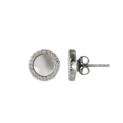 Orecchini a bottone con zirconi Pearl - Bianco