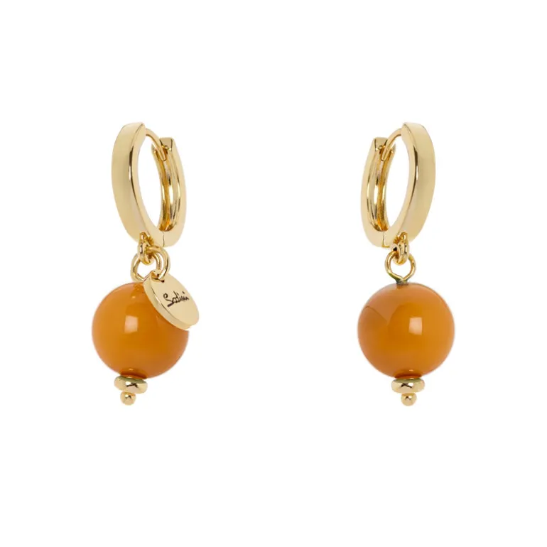Orecchini a cerchietto e boule pendente Chantal - Rosso
