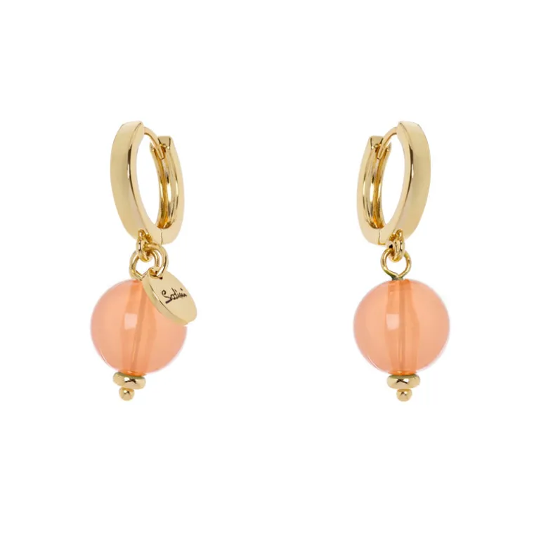 Orecchini a cerchietto e boule pendente Chantal - Arancio