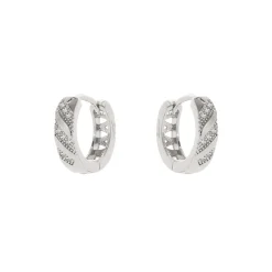 Orecchini a cerchio e brillanti trasversali Malibù - Argento