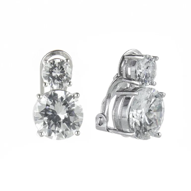 Orecchini a clip con due zirconi Pearl - Bianco