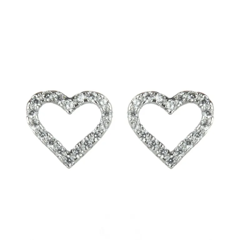 Orecchini a cuore cavo Pearl - Bianco