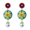 Orecchini a due fiori Partenope - Multicolor