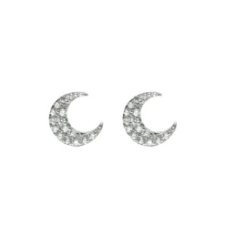 Orecchini a mezzaluna con zirconi Pearl - Bianco