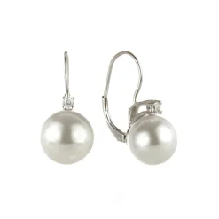 Orecchini a monachella con zircone e perla Pearl - Bianco