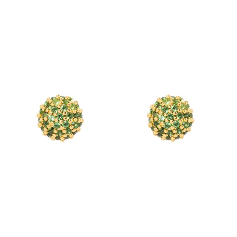 Orecchini a semi-sfera Petit Pavè - Verde