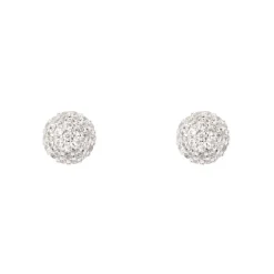 Orecchini a semi-sfera Petit Pavè - Bianco