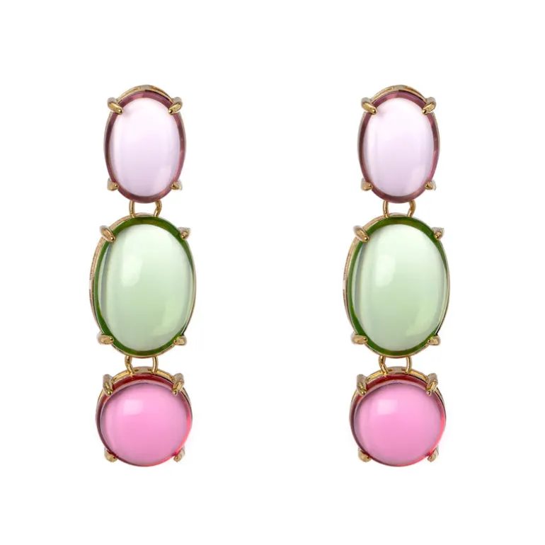 Orecchini a tre cabochon Blossom - Multicolor
