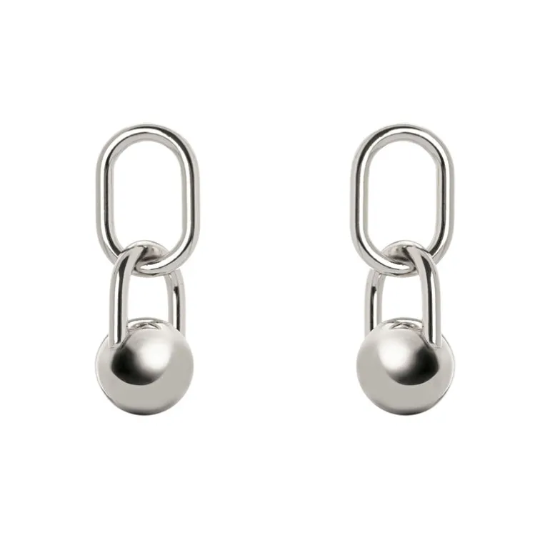 Orecchini anello ovale e boule Domus - Argento