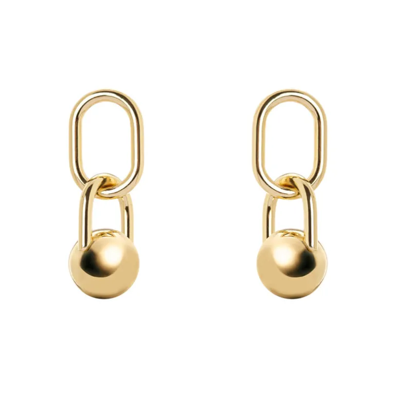 Orecchini anello ovale e boule Domus - Oro