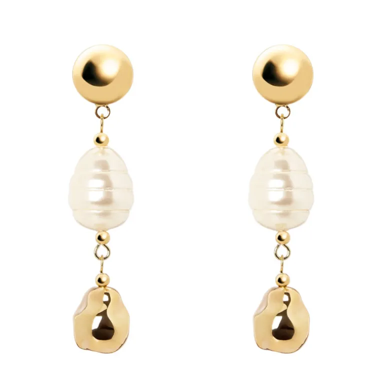 Orecchini calottina e perle Leila - Oro