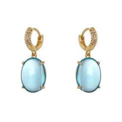 Orecchini cerchietto e cabochon pendente Blossom - Blu
