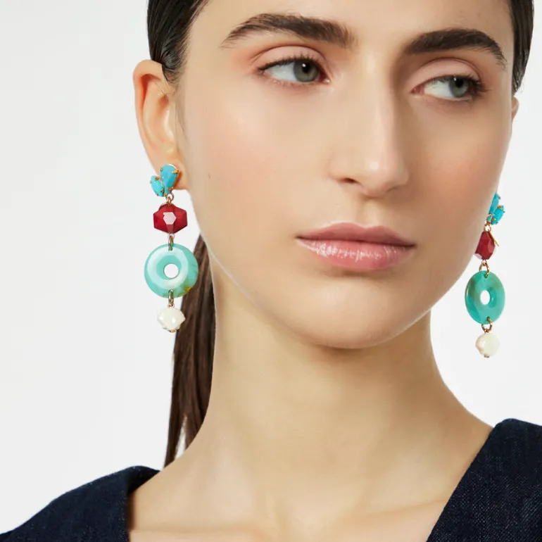 Orecchini cerchietto e perla Ondina - Multicolor