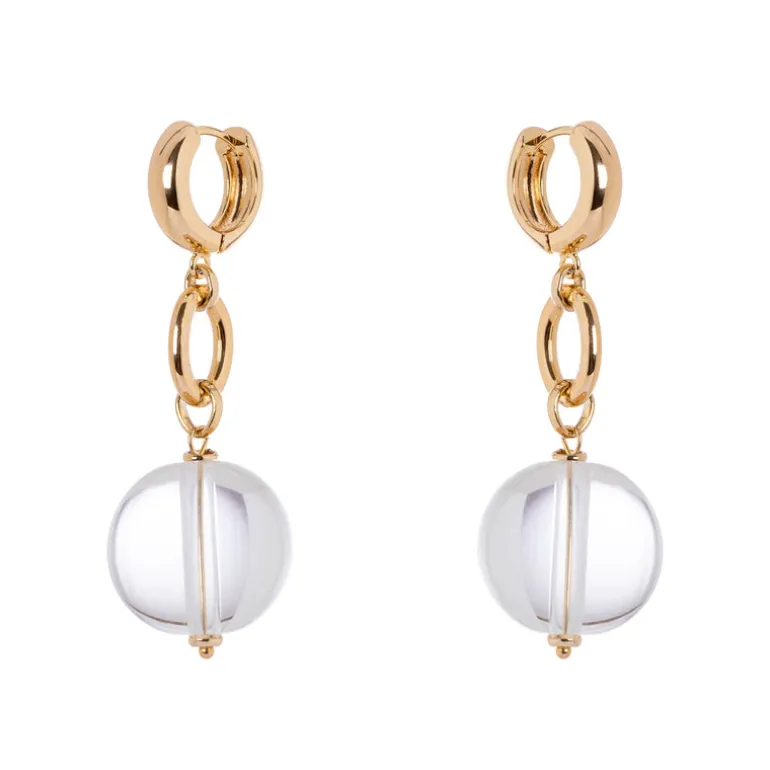 Orecchini cerchietto e sfera pendente Clorofilla - Bianco