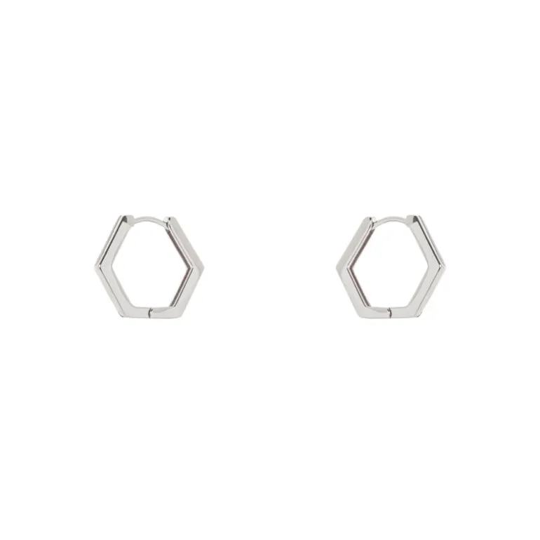 Orecchini cerchio a sezione geometrica Domus - Argento