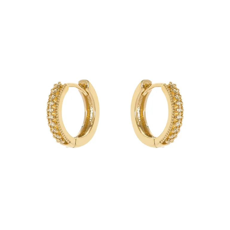 Orecchini cerchio e cristalli Malibù - Oro