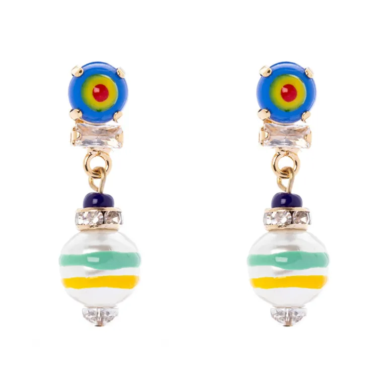 Orecchini con boule a fasce Partenope - Multicolor