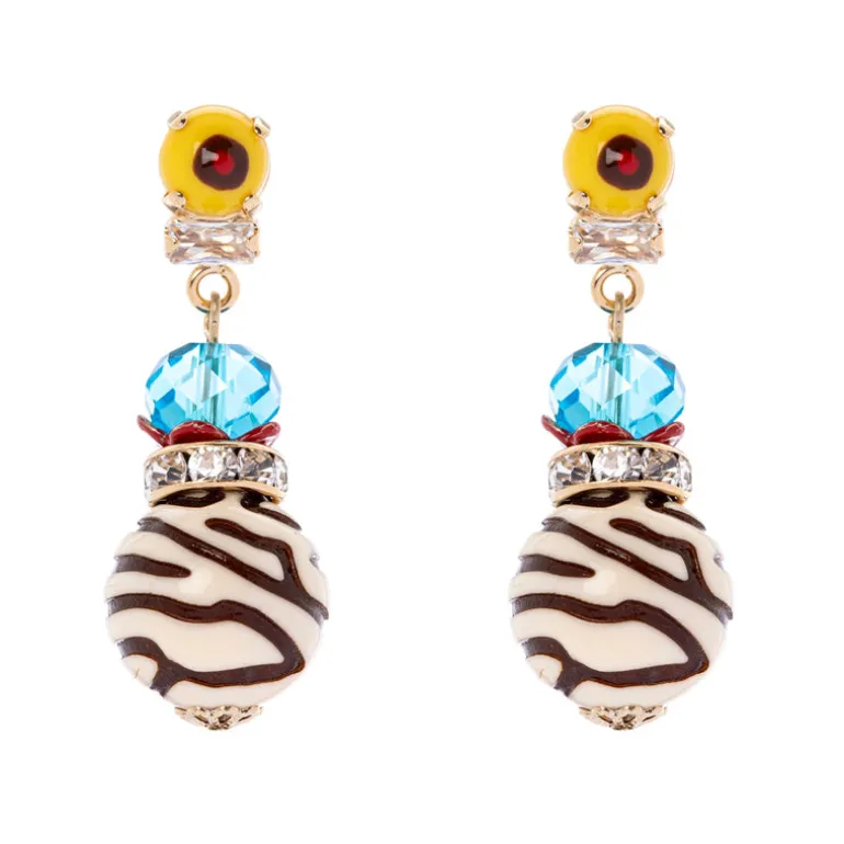 Orecchini con boule variegata Partenope - Multicolor