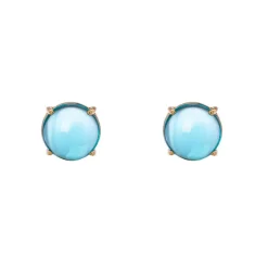 Orecchini con cabochon circolare Blossom - Blu