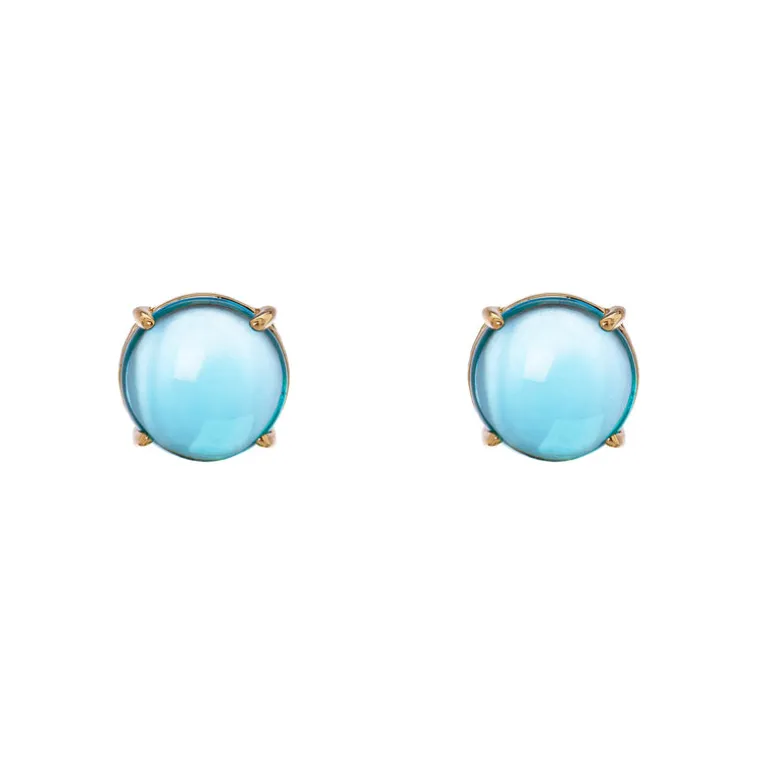 Orecchini con cabochon circolare Blossom - Blu