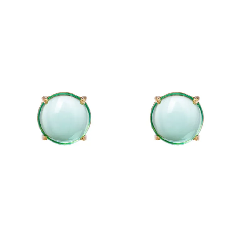 Orecchini con cabochon circolare Blossom - Verde