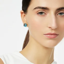 Orecchini con cabochon circolare Blossom - Blu