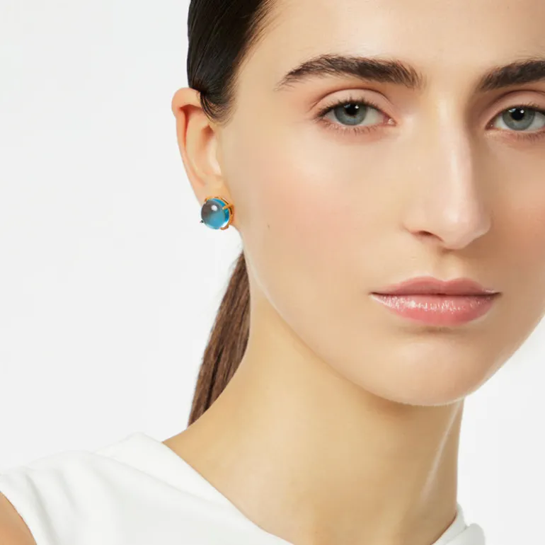 Orecchini con cabochon circolare Blossom - Blu