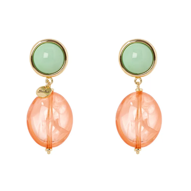 Orecchini con cabochon e pendente ovale Chantal - Multicolor