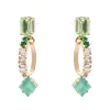 Orecchini con cristalli e cerchio pendente Sirens - Turchese