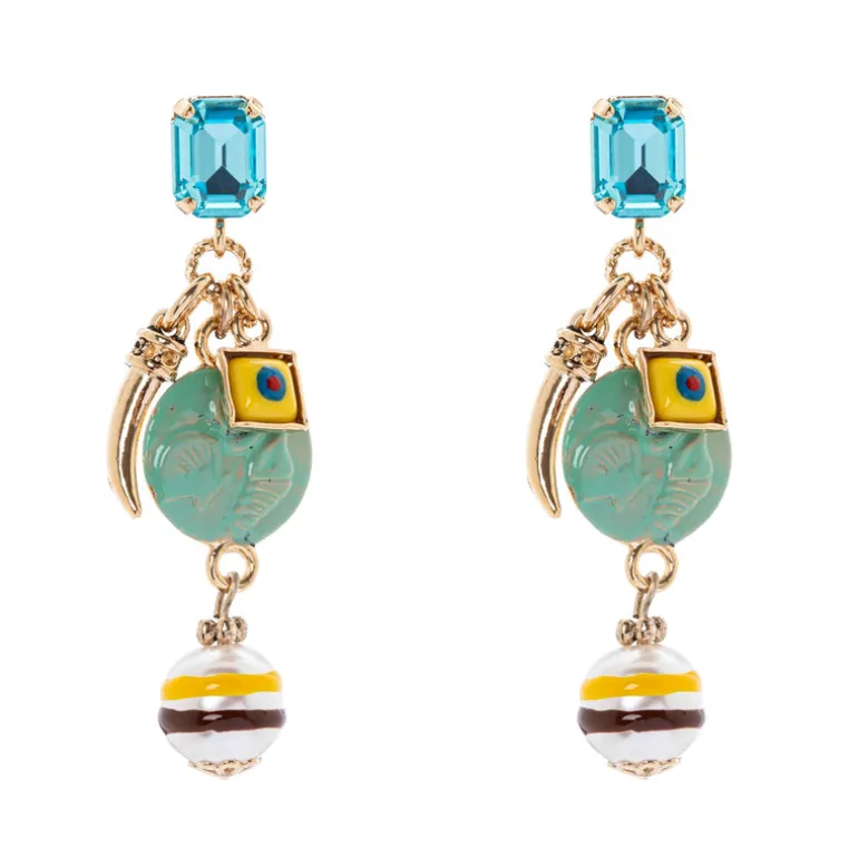 Orecchini con cristallo e pendenti Partenope - Multicolor
