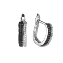 Orecchini con doppia veretta di zirconi Pearl - Bianco