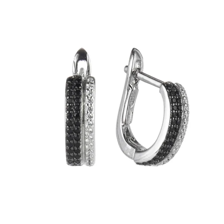 Orecchini con doppia veretta di zirconi Pearl - Bianco